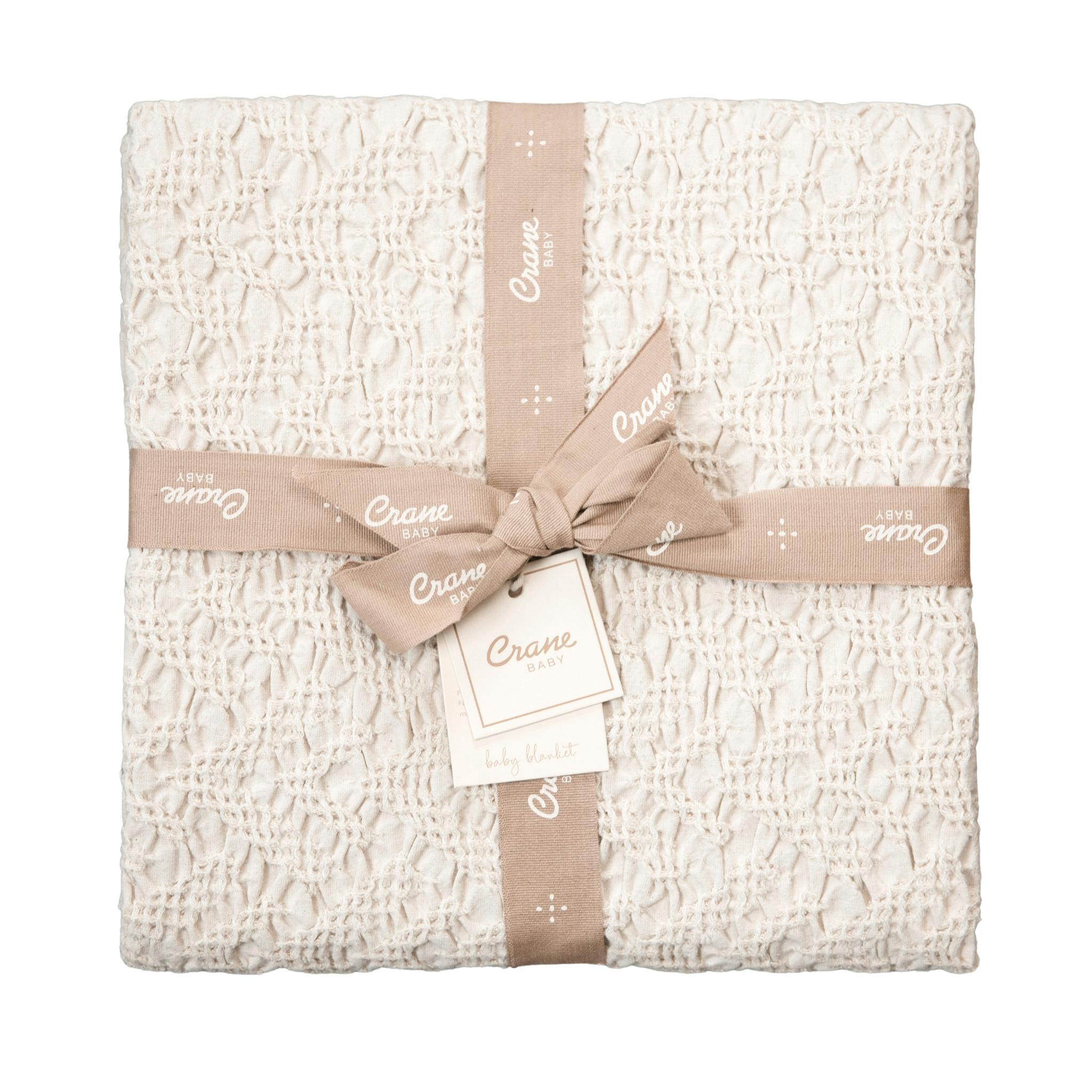 Oatmeal Boho Jacquard Knit Baby Blanket