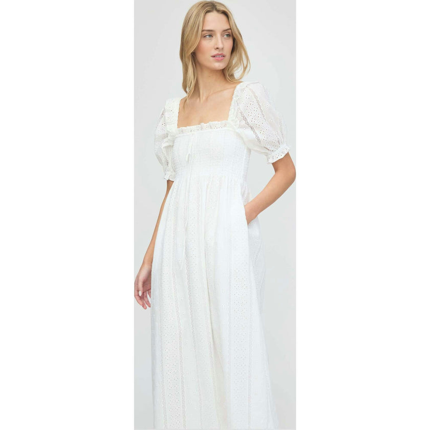 The Scarlett Nap Dress - White Broderie Voile