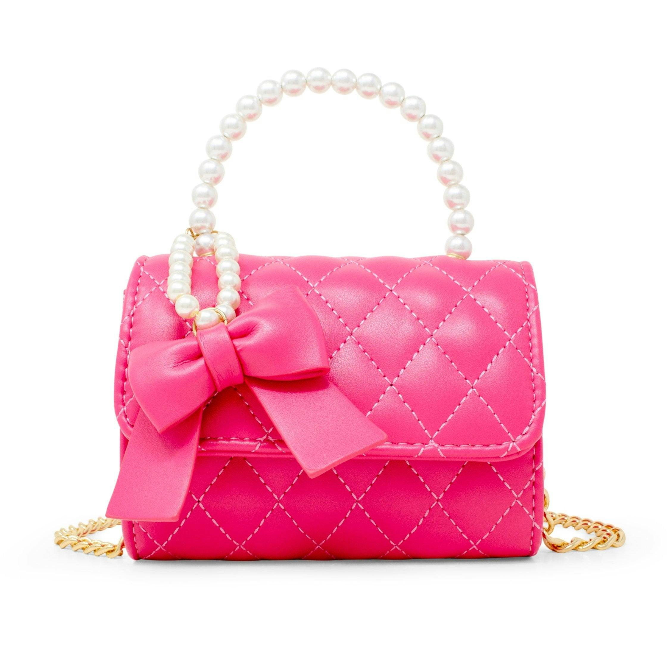Quilted Pearl Handle Bow Ribbon Handbag