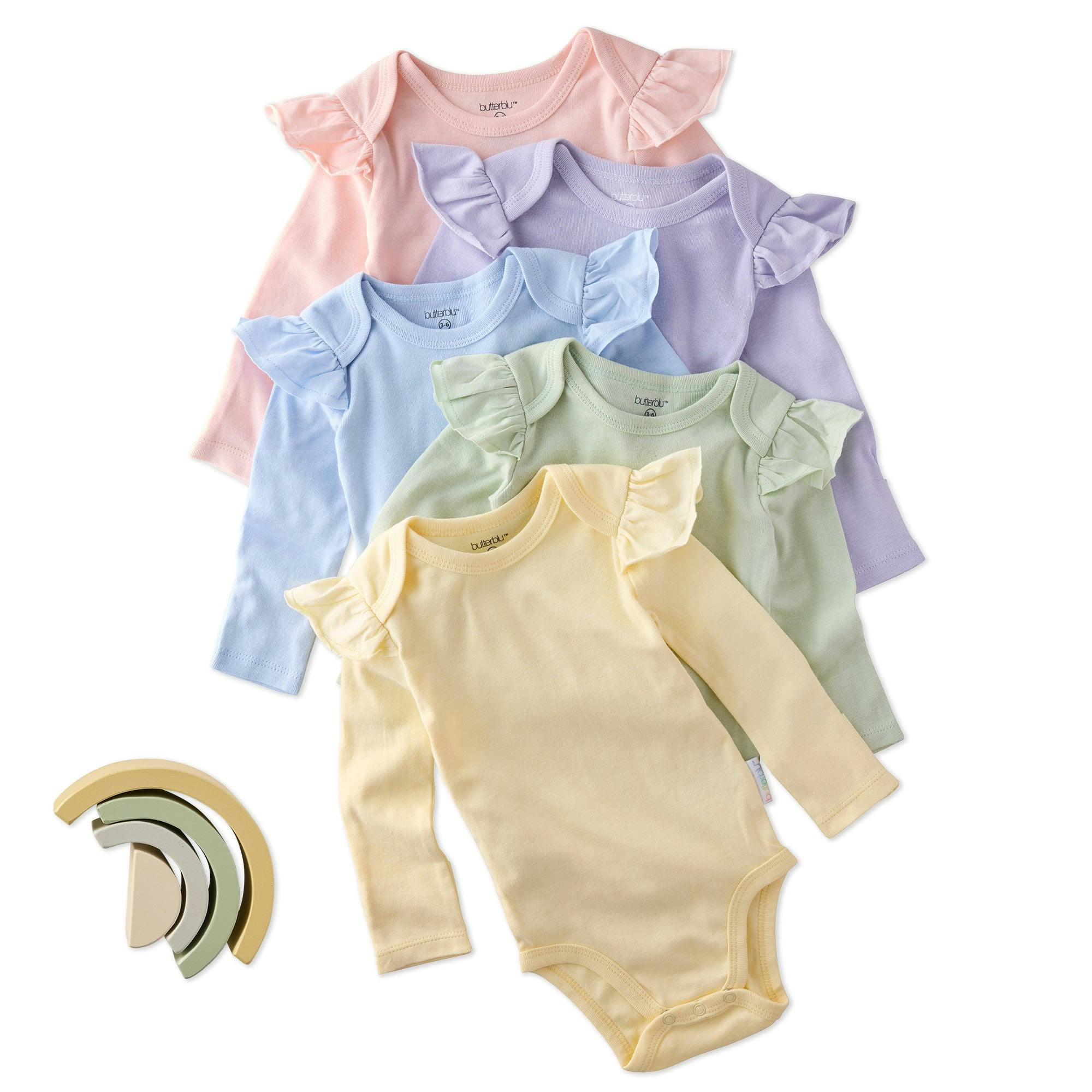 ASHLEY 5-Pack Long Sleeve Ruffle Bodysuits