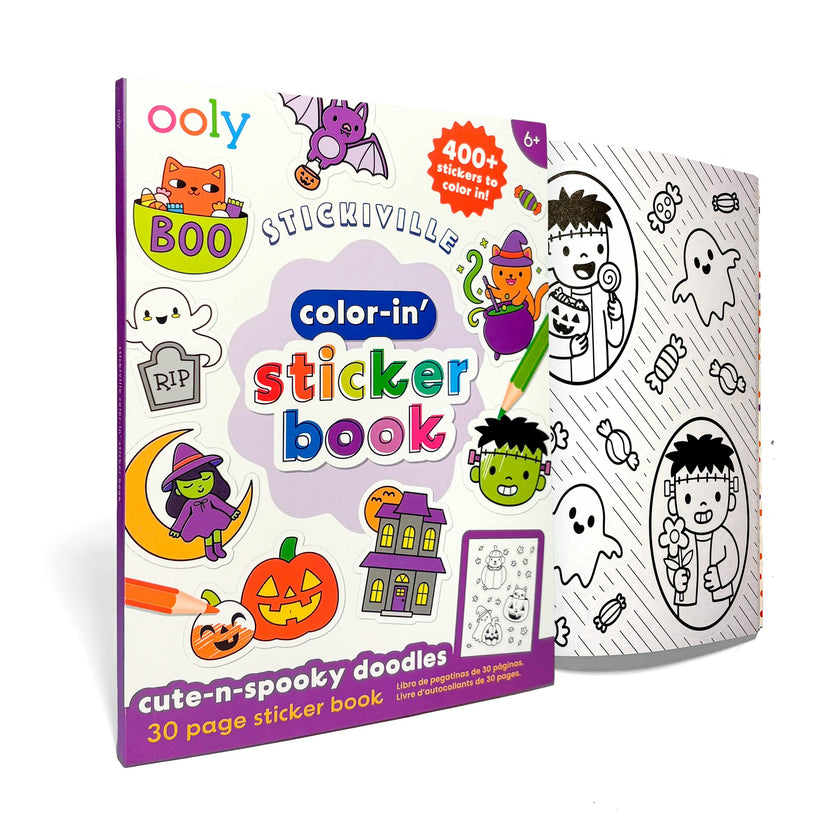 Stickiville Color-In' Sticker Book - Cute-N-Spooky Doodles - 400+ Stickers