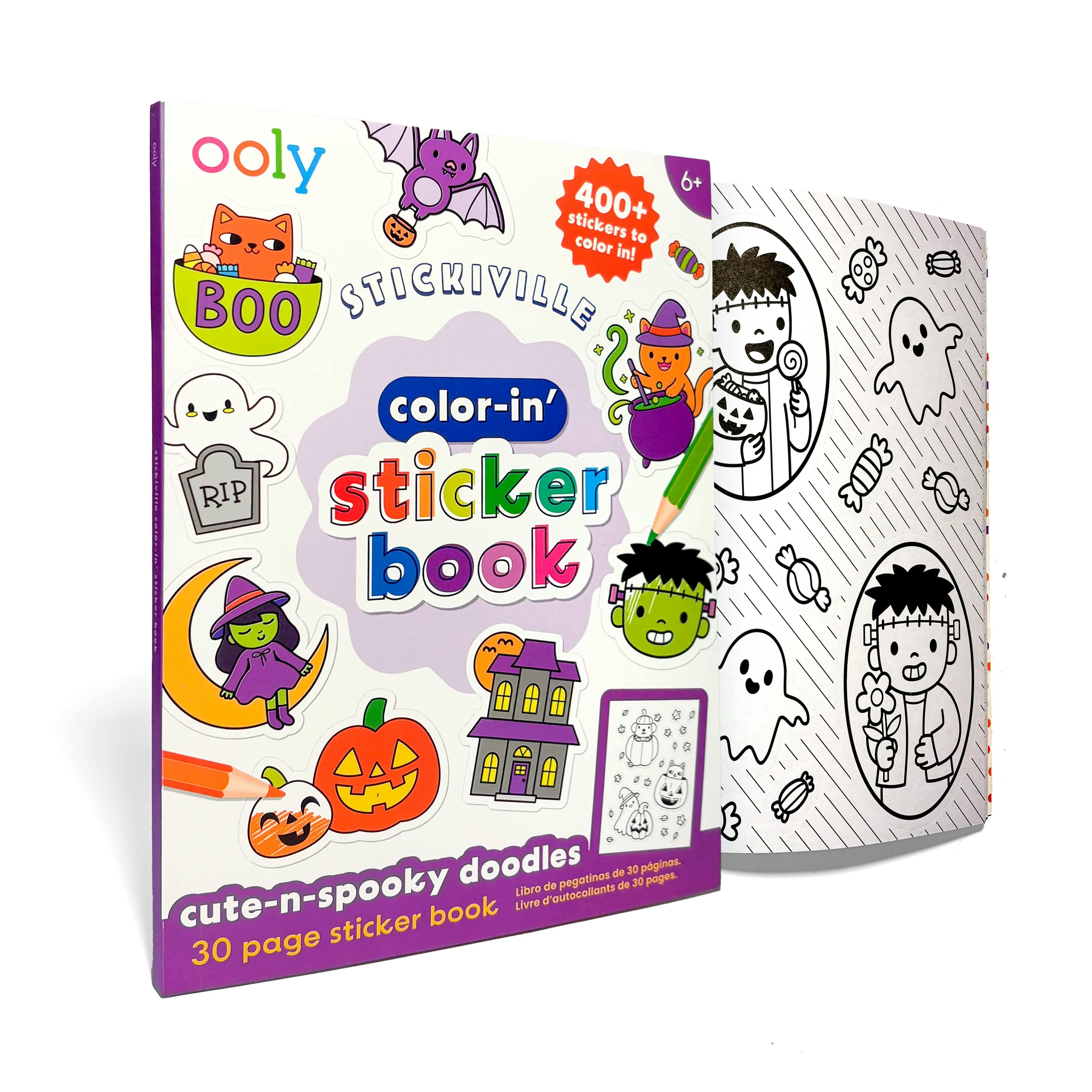 Stickiville Color-In' Sticker Book - Cute-N-Spooky Doodles - 400+ Stickers