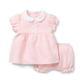 Baby Quilted Bow Matching Set, pink