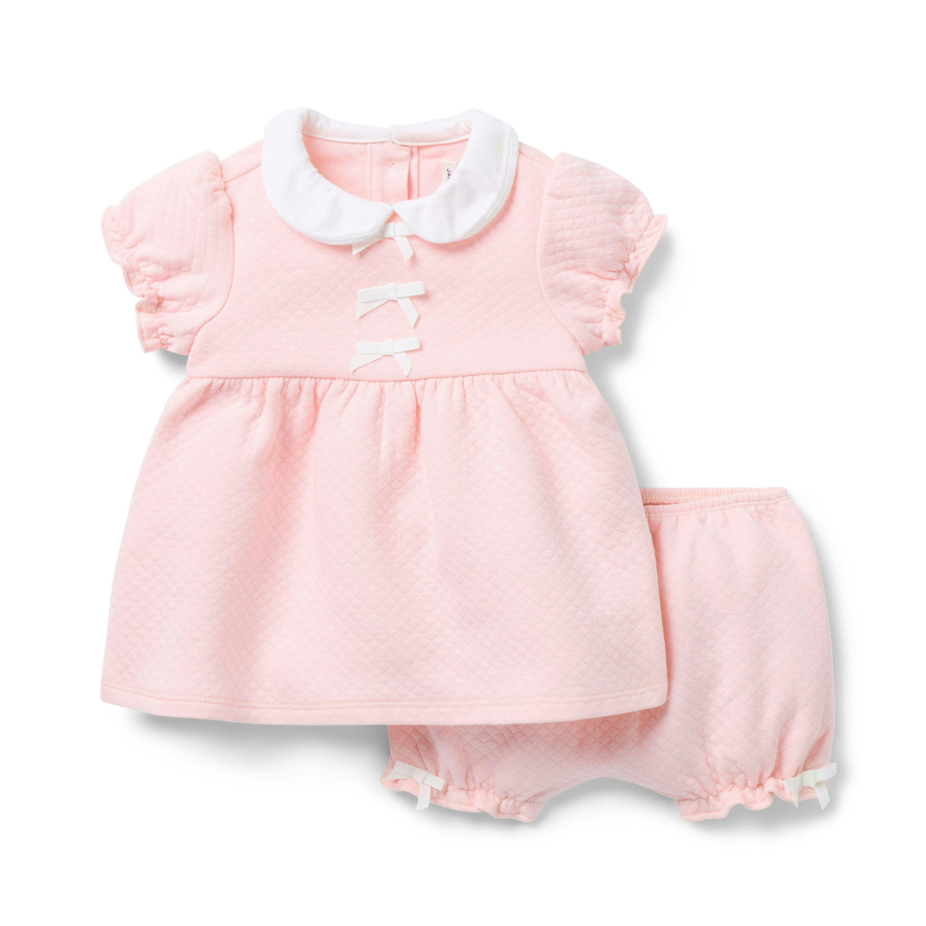 Baby Quilted Bow Matching Set, pink