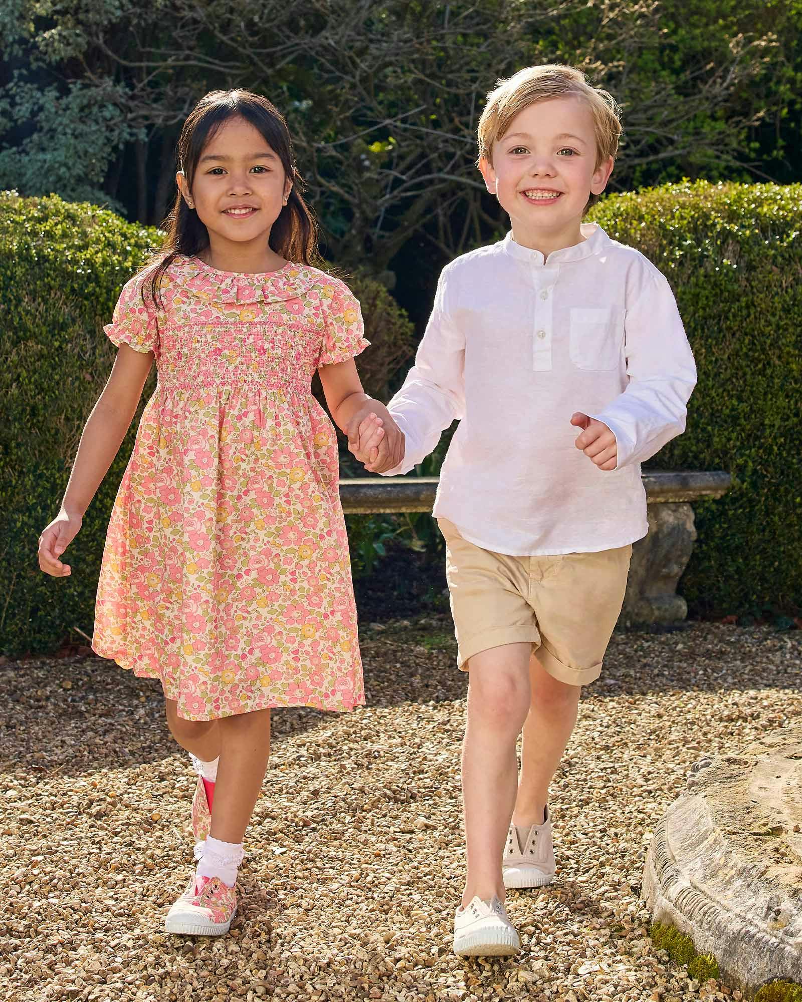 Peach Sparkle Betsy Smocked Dress