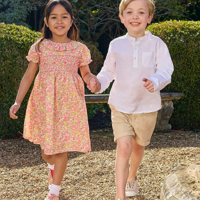 Peach Sparkle Betsy Smocked Dress