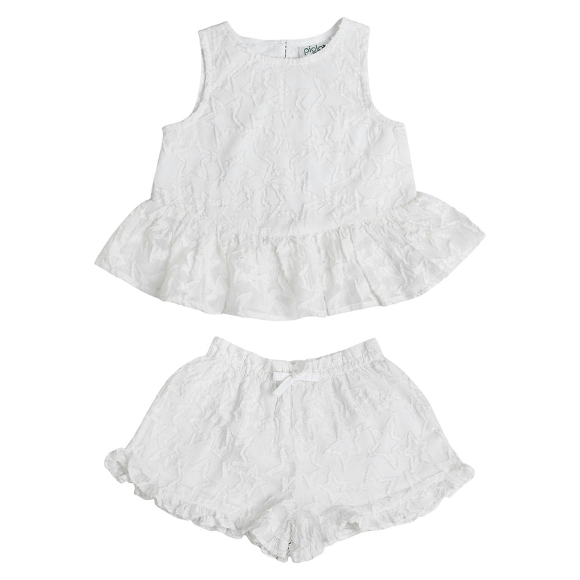 White Stars Top and Shorts Set