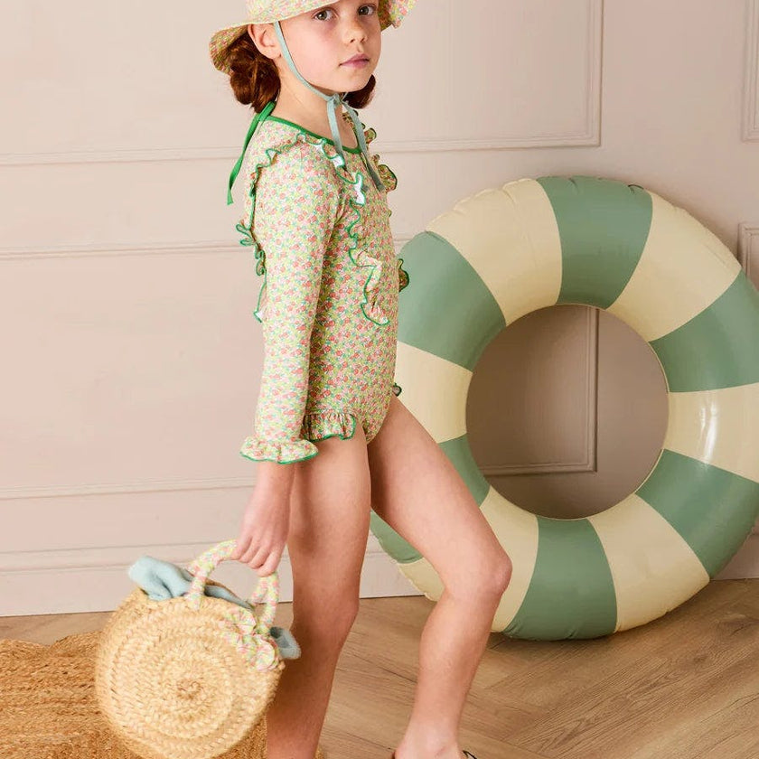 Annie Apple Print Beach Hat in Green (S-L)