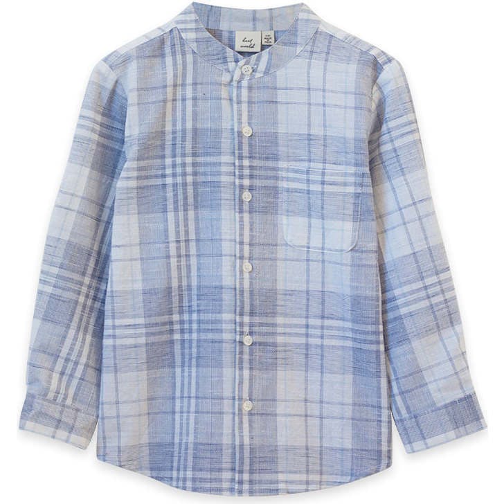 James Mandarin Collar Long Sleeve Check Shirt