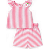 Stripe Gauze Top And Shorts