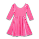 Twirly Stretch Velvet Scoop Back Long Sleeve Knit Dress