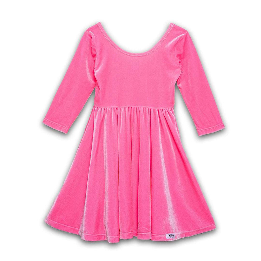 Twirly Stretch Velvet Scoop Back Long Sleeve Knit Dress