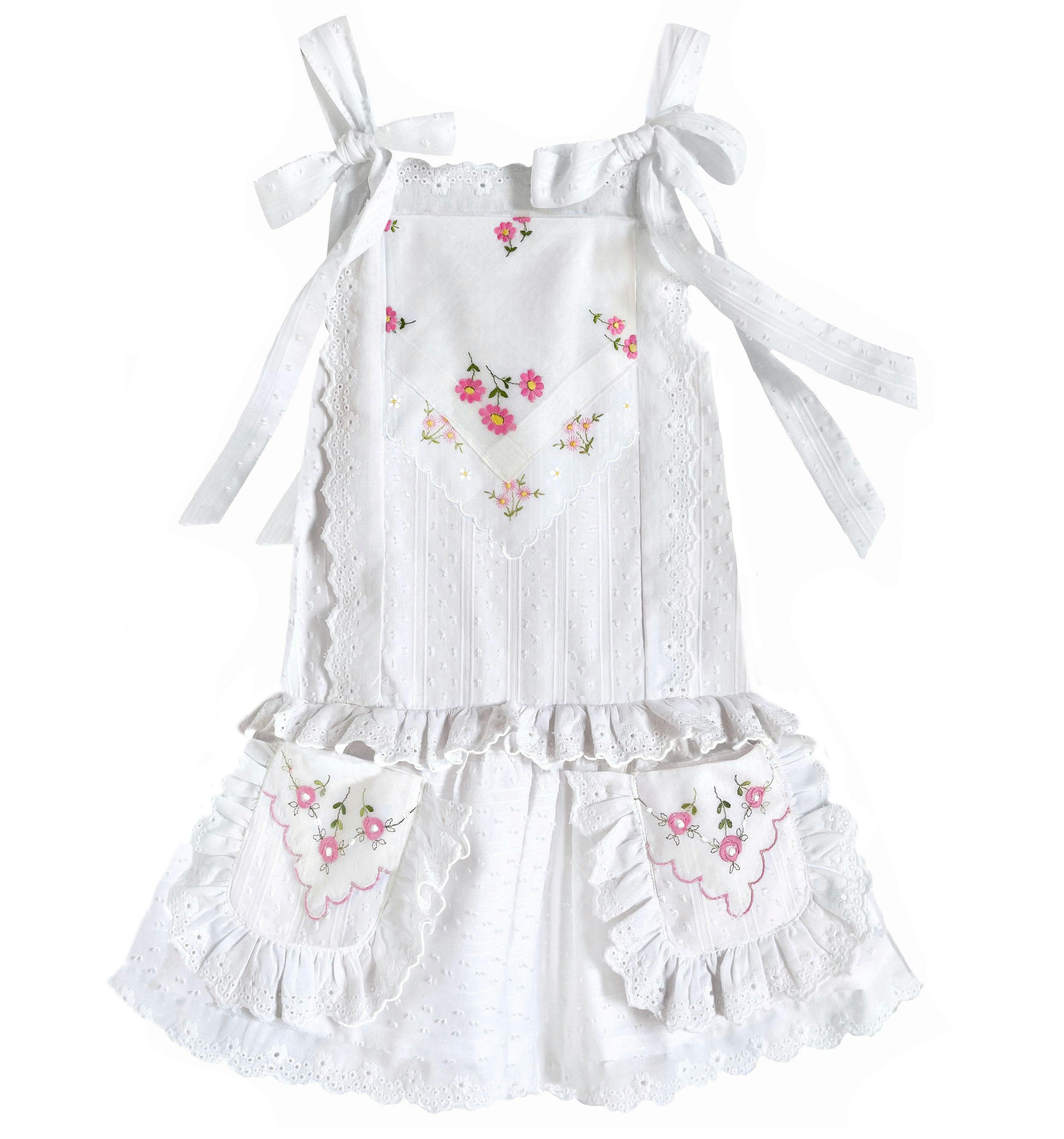 4T Drop-Waist Handkerchief Dress - Pink Daisies