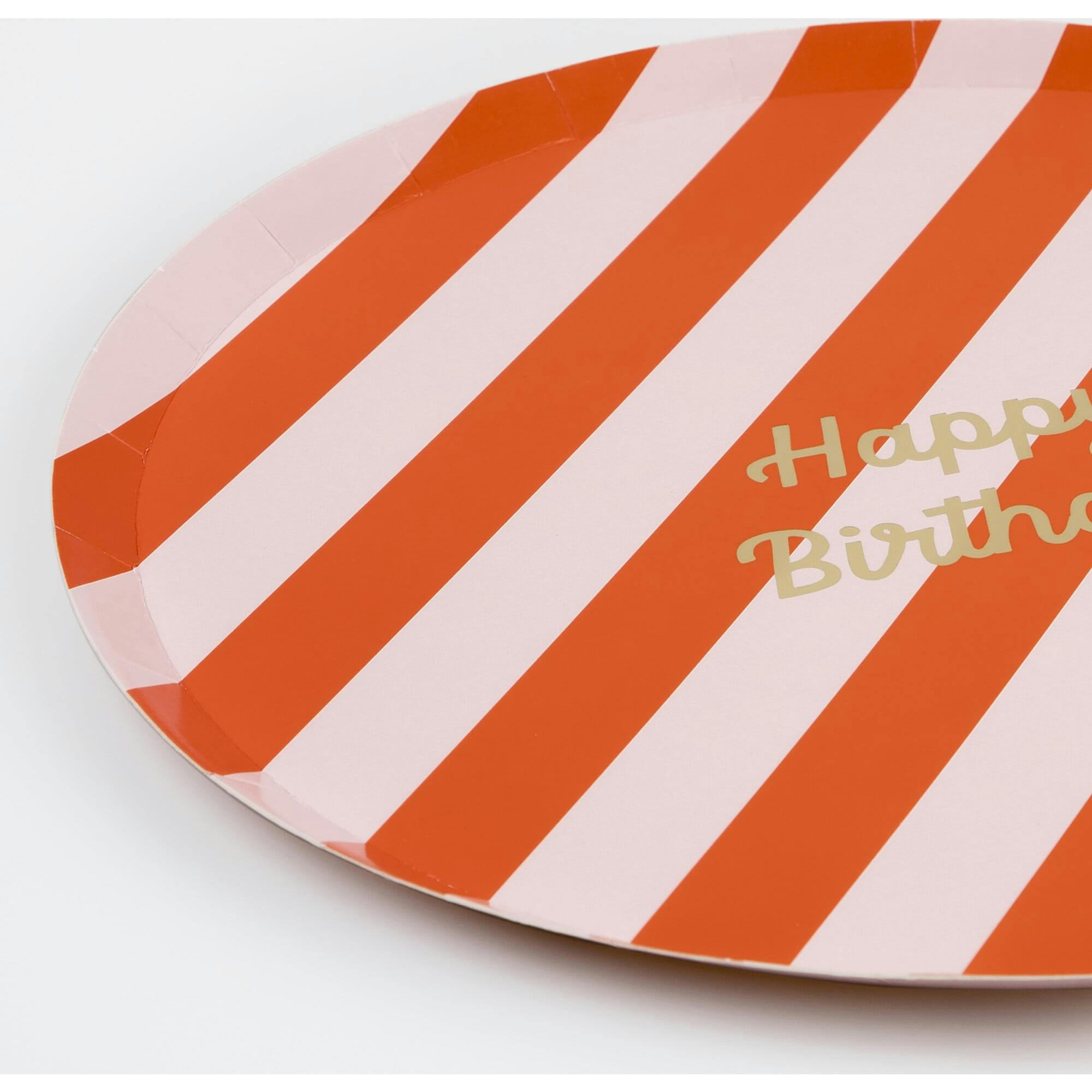 Stripe Happy Birthday Dinner Plates