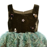 Green Bellina Velvet Tulle Dress
