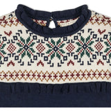 Baby Organic Ruffle Collar Fair Isle Yoke Sweater Dress, Blue