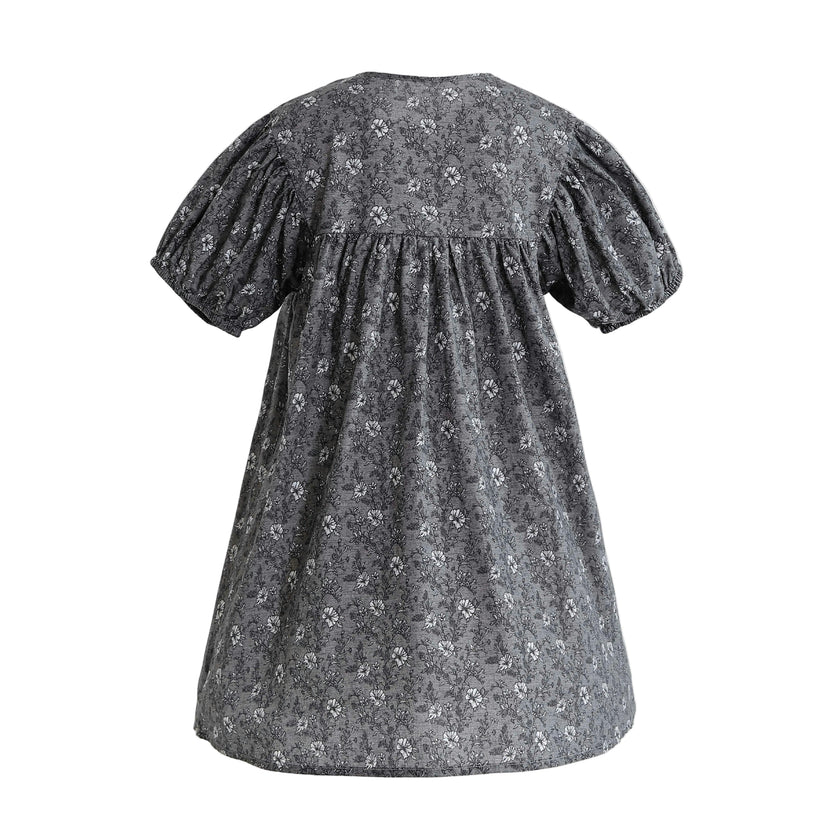 Gray Floral Lace Dress