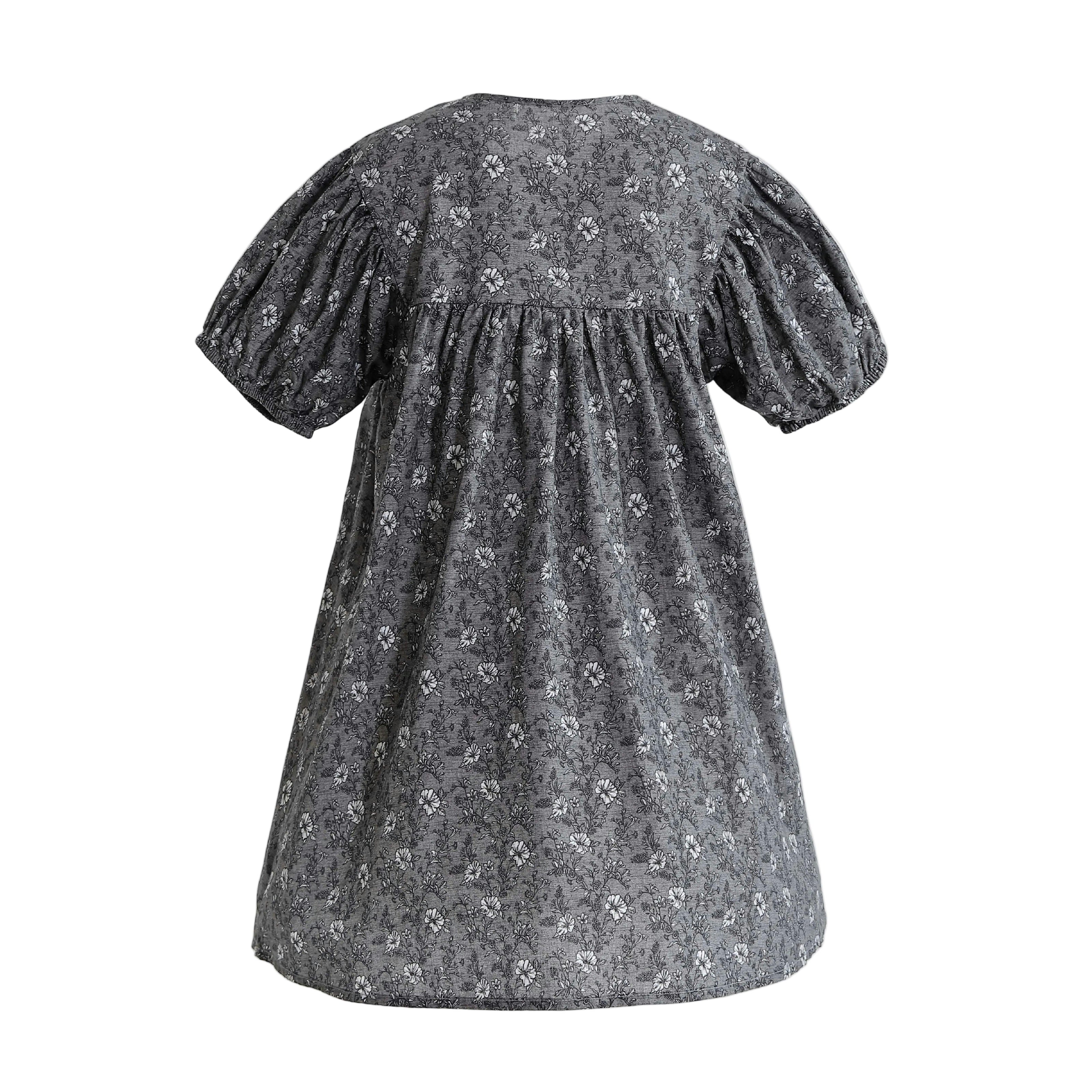Gray Floral Lace Dress