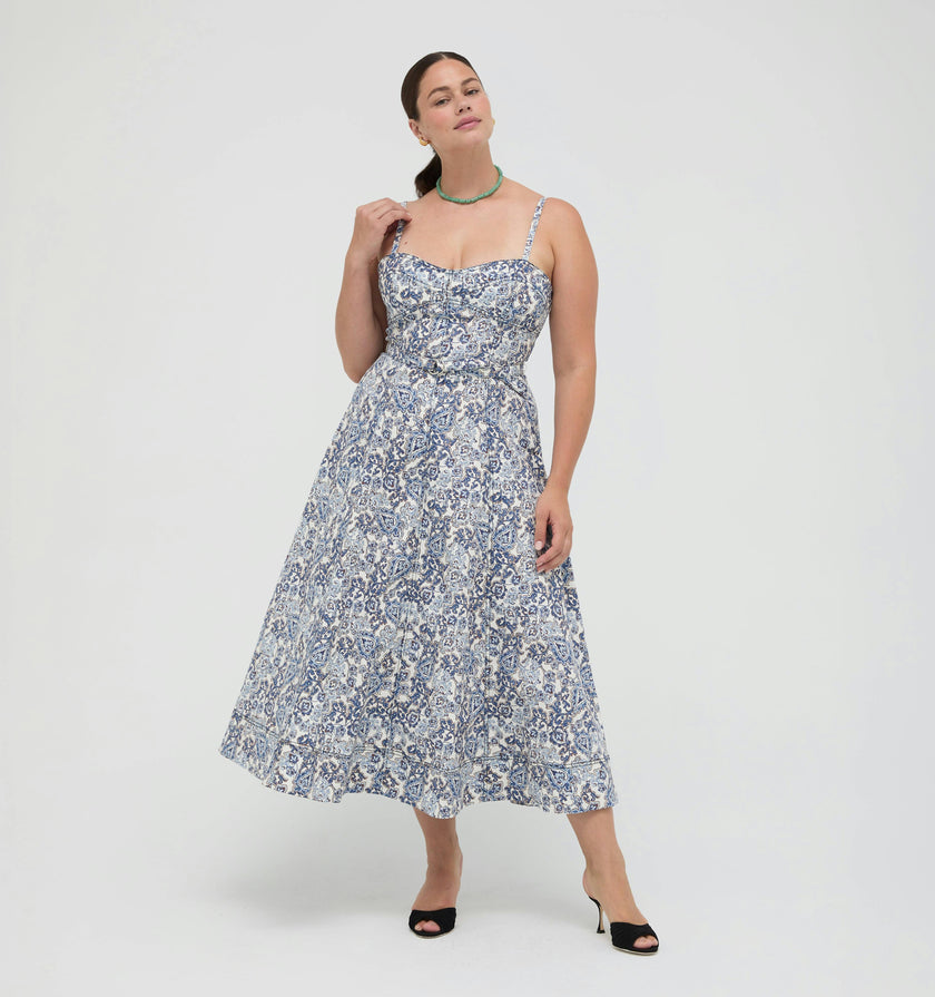 The Fiona Dress -  Chedworth Paisley Blue