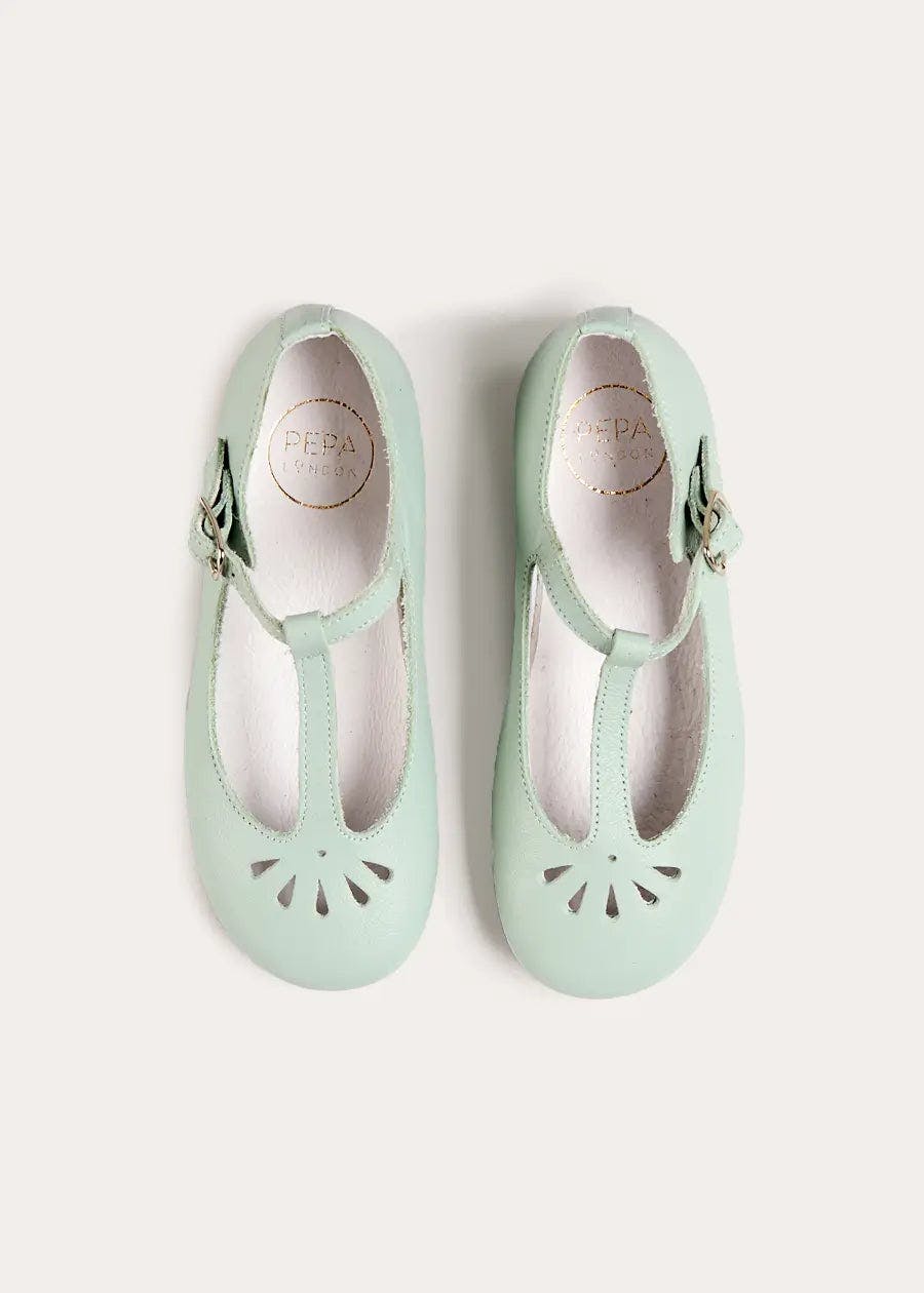 Petal Detail Charlotte Shoes in Mint (21-36EU)