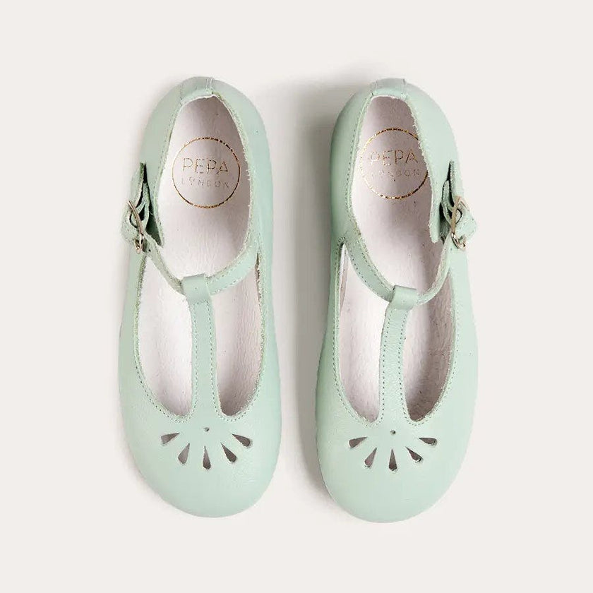 Petal Detail Charlotte Shoes in Mint (21-36EU)