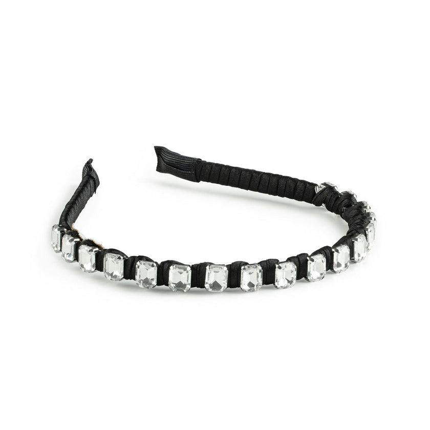 Halo Luxe Crystal Satin Headband - Black