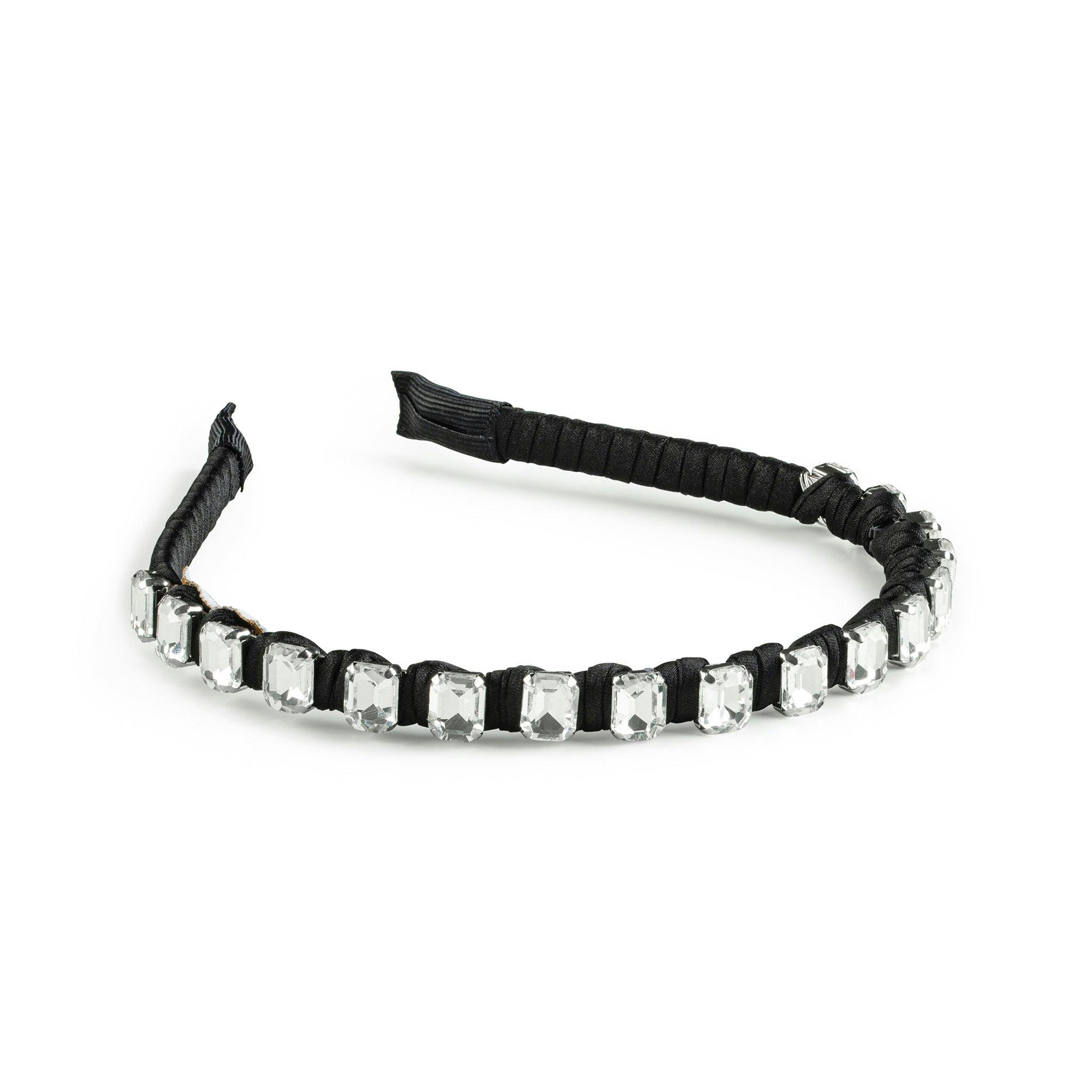 Halo Luxe Crystal Satin Headband - Black
