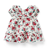 Baby Floral Lace Trim Dress, ivory