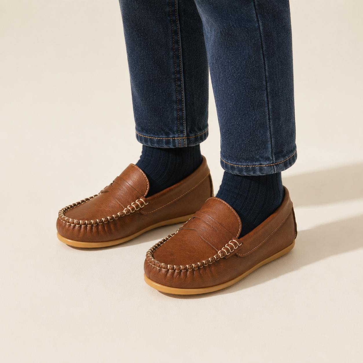 Alex Driver Moccasin | Natural Brown Leather