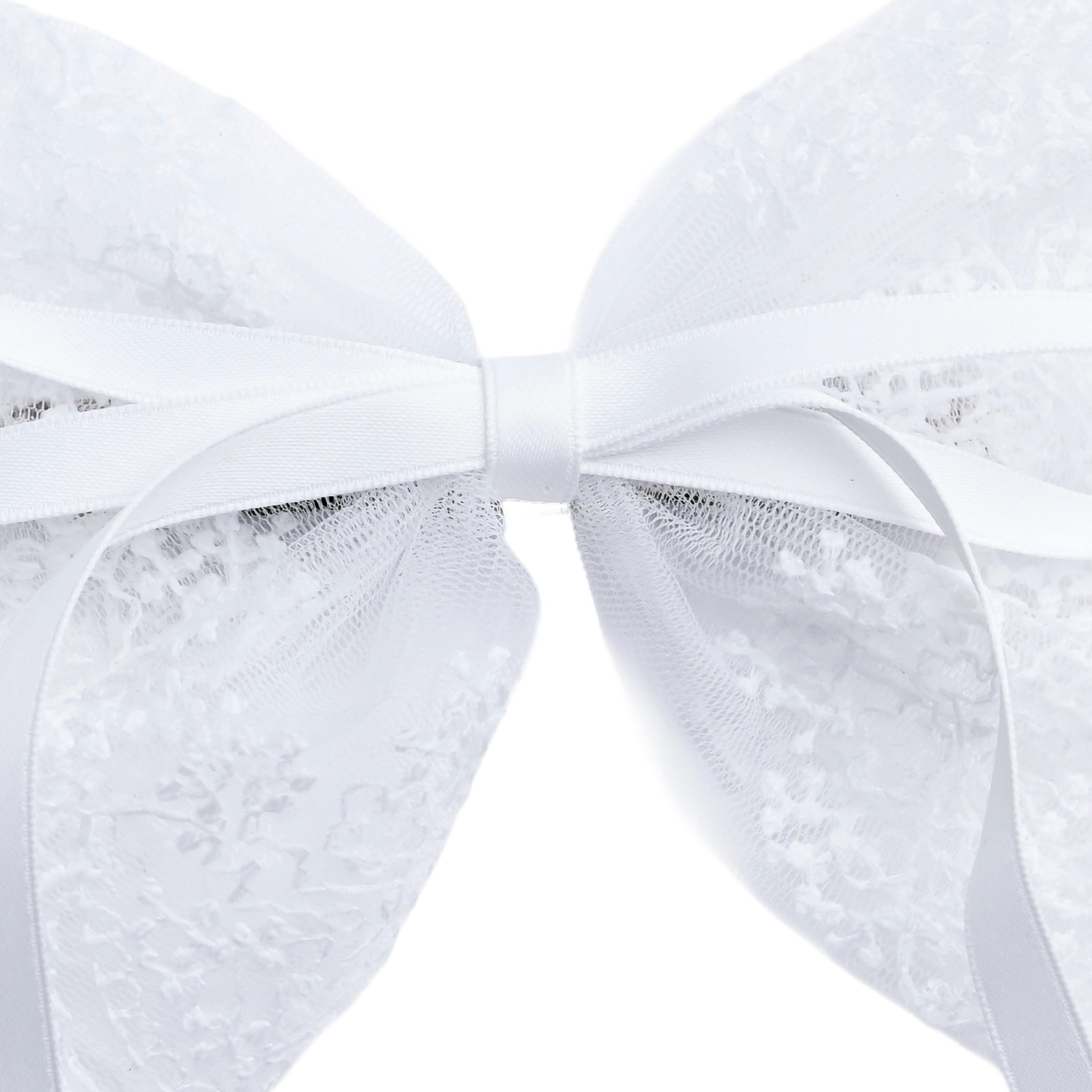 White Layered Tulle & Satin Ribbon Hair Clip