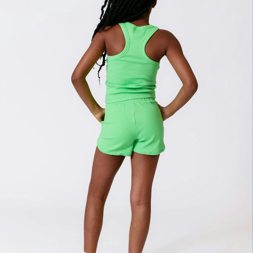 Girls Rib Shorts in Tropic Green