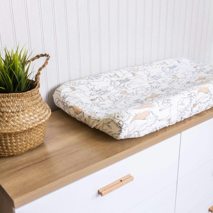 Ezra Woodland Fox Cotton Quilted Change Pad Cover