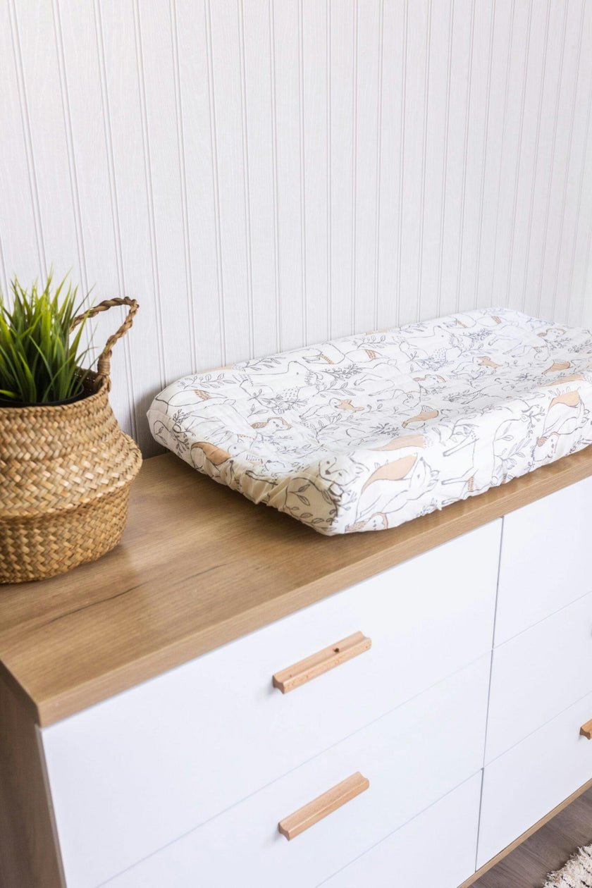 Ezra Woodland Fox Cotton Quilted Change Pad Cover