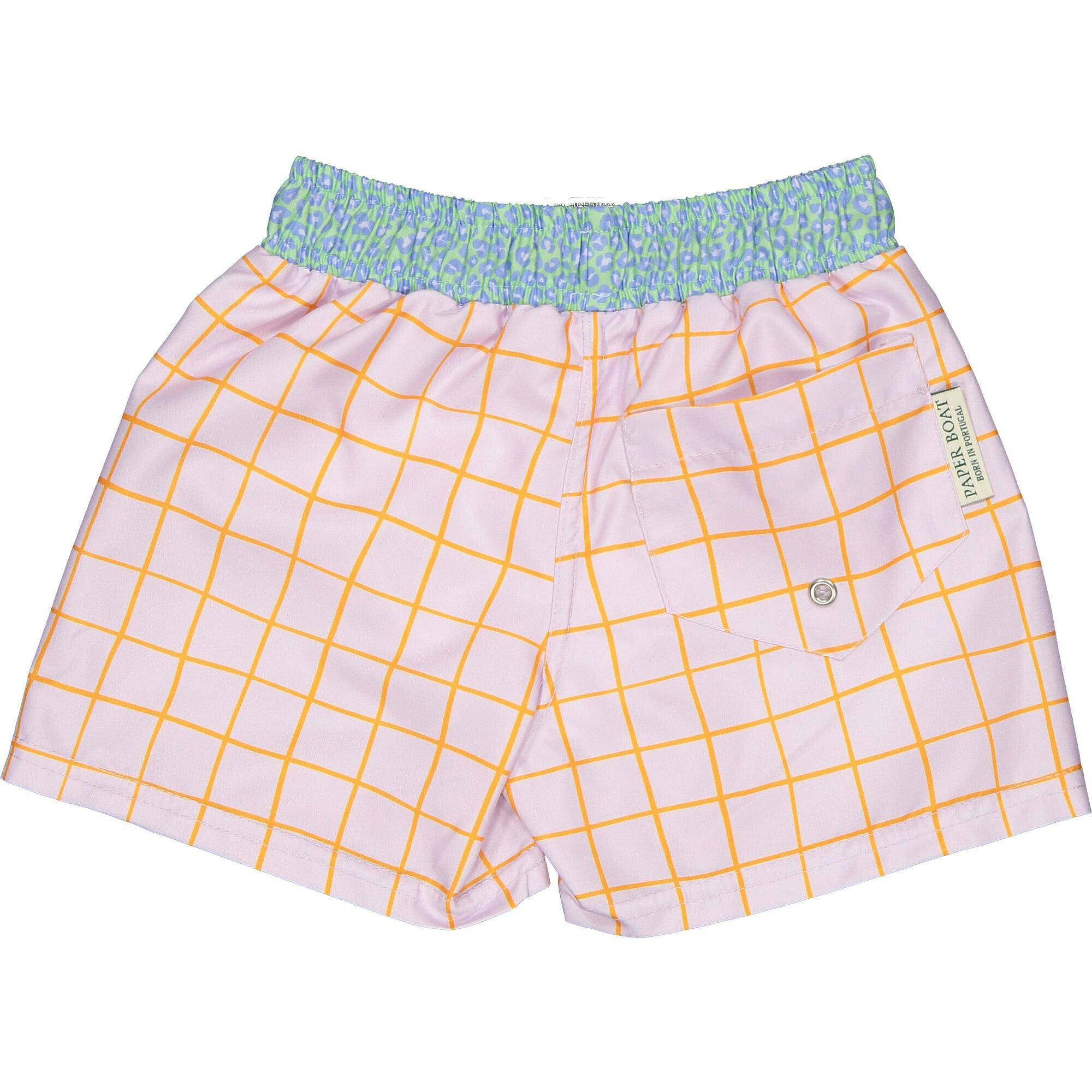 Lilac Squares Classic Swim Shorts, Purple