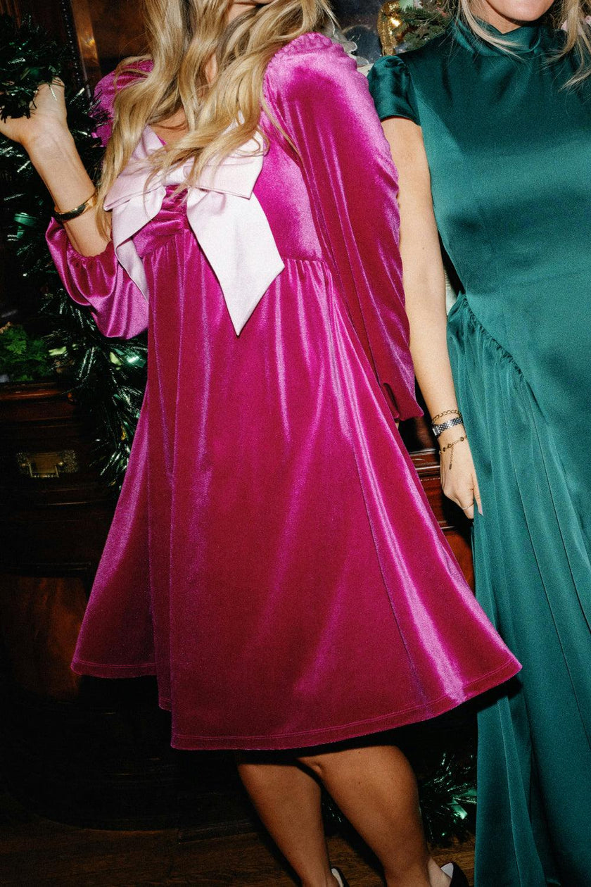 Jewel Dress in Merry Magenta Velvet