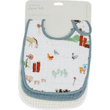 Cotton Muslin Classic Bib 3 Pack - Farmyard