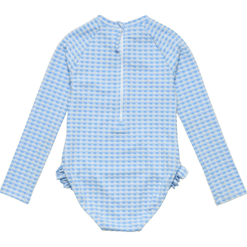 Seaside Gingham Leg Frill Surf Suit