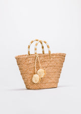 Women's St Tropez Straw Pom Pom Tote Bag