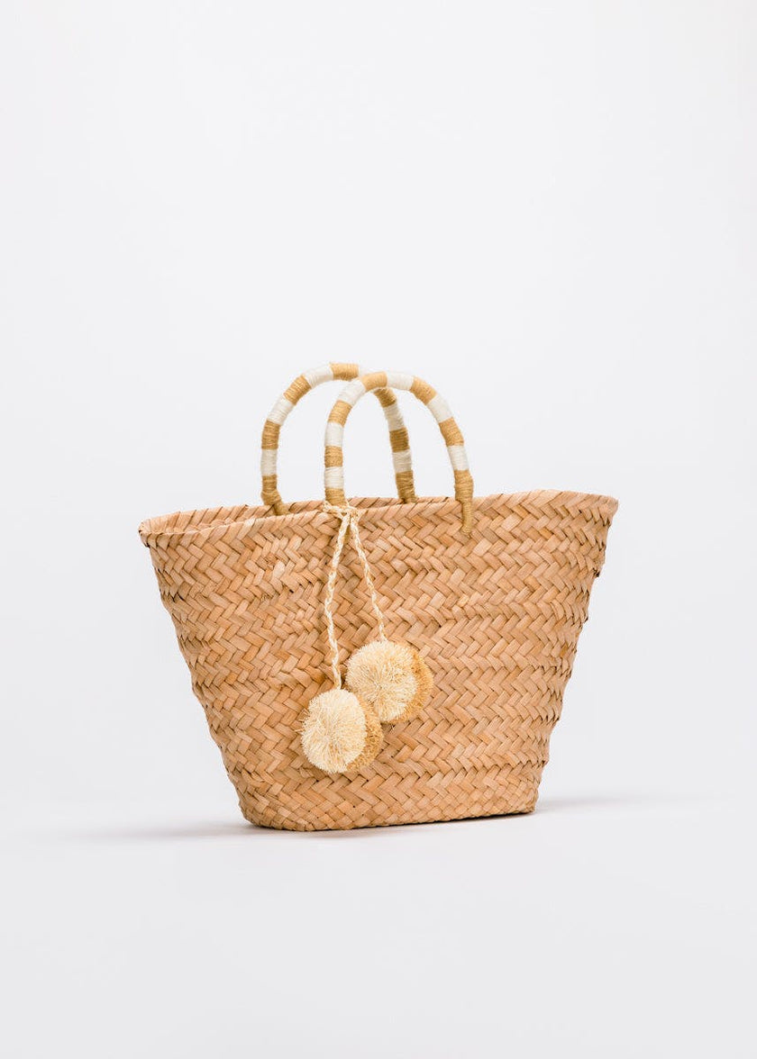 Women's St Tropez Straw Pom Pom Tote Bag