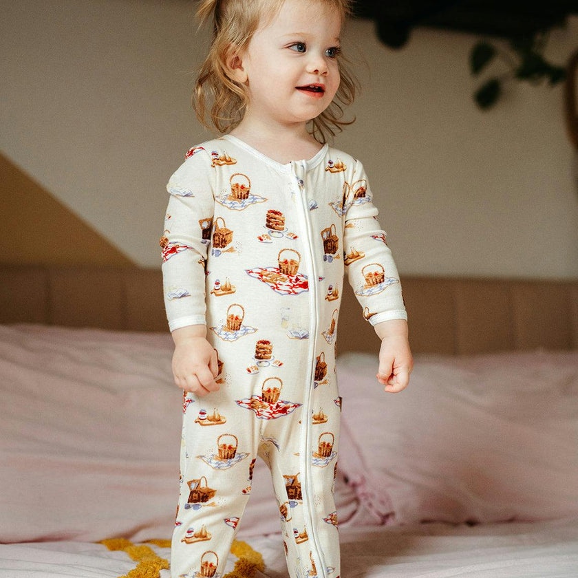 Picnic Organic Cotton Zipper Footed Romper