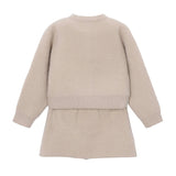 Beige Knit Cardigan & Skirt Set