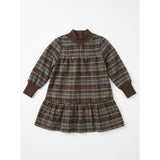 Plaid Dress With Knit Mock Neck & Cuff