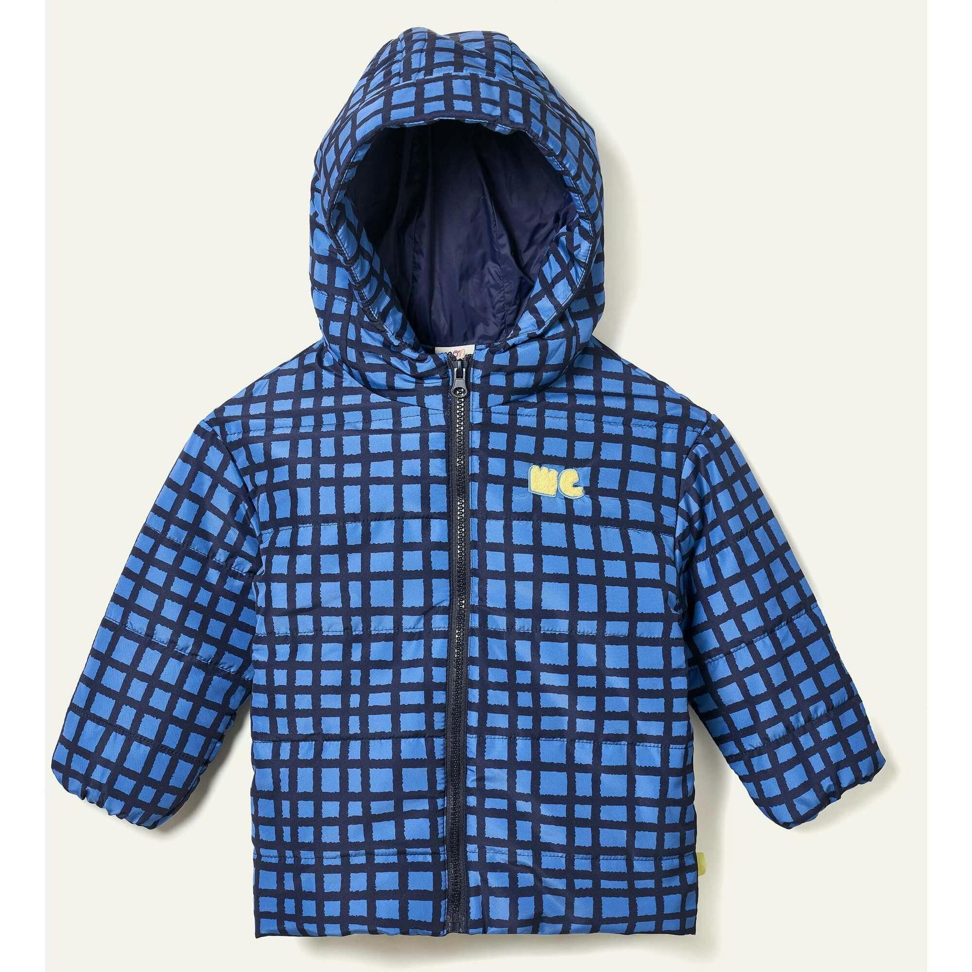 Recycled Polyester Blue Grid Lightweight Puffer