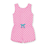 Gingham Print Knit Romper With Strawberries