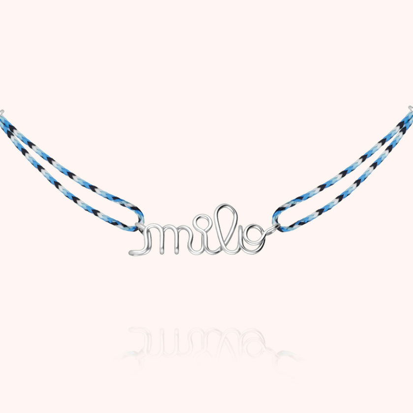 Women's Personalized Slim Knot Cord Necklace, Silver 925