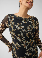 Long Sleeve Ruched Mesh Maternity Midi Dress
