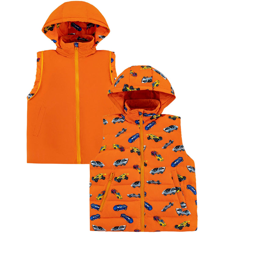 Tanner Reversible Detachable Light Puffer/Vest, Hot Rod