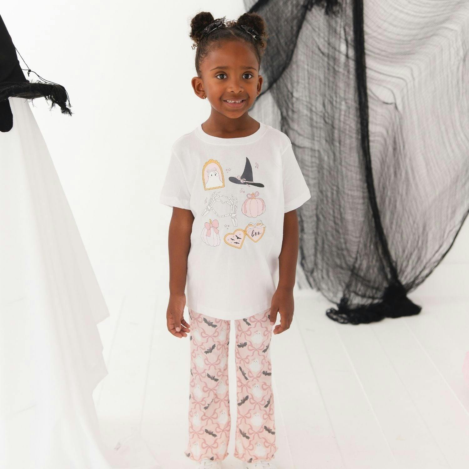 Bat And Ghost Trellis Halloween Flare Legging