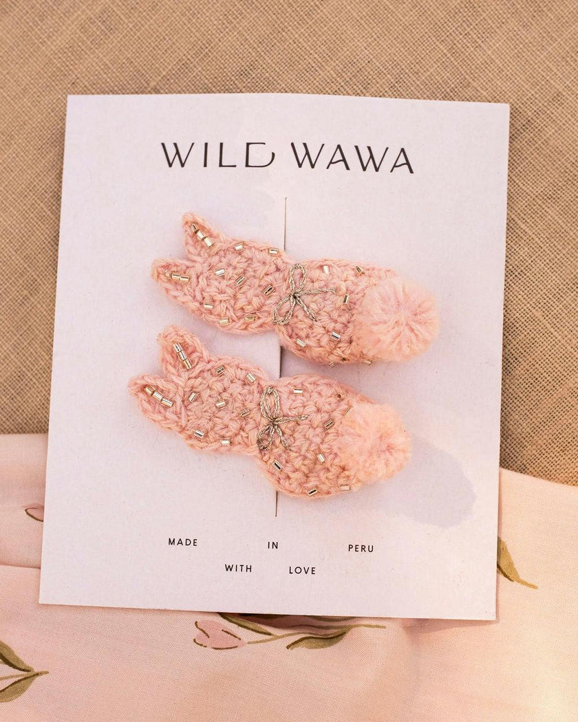 Crochet Clip set in Pink Bunny
