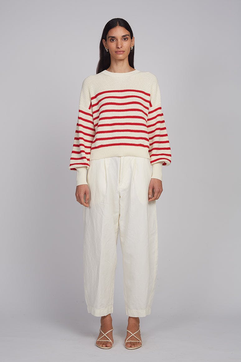 LAYLA STRIPE SWEATER | IVORY + ROSSO